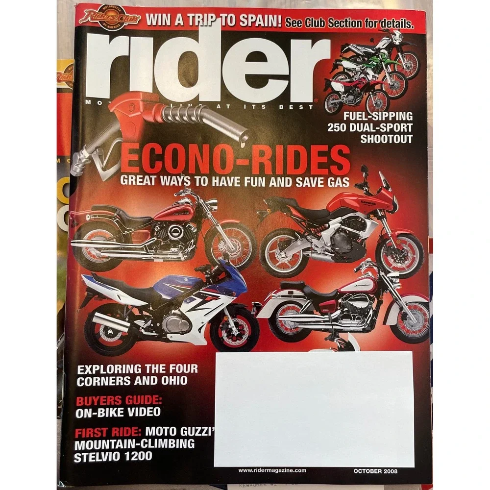 Rider Magazine Lot of 7 Issues 2008-2009 Motorcycle Reviews Buell Ducati Honda